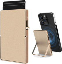 Cargar imagen en el visor de la galería, RFID Blocking Wallet Minimalist Slim Card Holder for Magsafe with Adjustable Stand, Metal Pop Up Magnetic Wallet for Men TOYFID-7