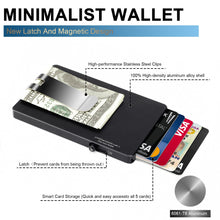 Cargar imagen en el visor de la galería, Minimalist Pop up Wallet with Money Clip, All Aluminum Slide Rfid Slim Card Holder-5