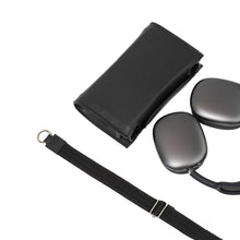 Cargar imagen en el visor de la galería, Leather Case with Adjustable Fabric Strap for AirPods Max (Black)-3