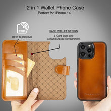 Cargar imagen en el visor de la galería, Apple iPhone 14 Series Detachable Leather Wallet Case Darker Color - MW-3