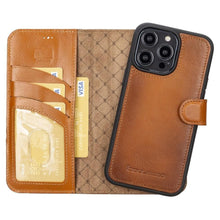Cargar imagen en el visor de la galería, Apple iPhone 14 Series Detachable Leather Wallet Case Darker Color - MW-1