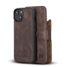 Cargar imagen en el visor de la galería, Apple iPhone 14 Series Detachable Leather Wallet Case Darker Color - MW-13