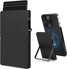 Cargar imagen en el visor de la galería, RFID Blocking Wallet Minimalist Slim Card Holder for Magsafe with Adjustable Stand, Metal Pop Up Magnetic Wallet for Men TOYFID-5