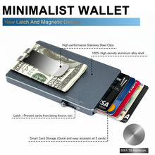Cargar imagen en el visor de la galería, Minimalist Pop up Wallet with Money Clip, All Aluminum Slide Rfid Slim Card Holder-7
