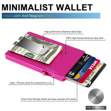 Cargar imagen en el visor de la galería, Minimalist Pop up Wallet with Money Clip, All Aluminum Slide Rfid Slim Card Holder-6
