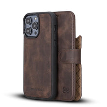 Cargar imagen en el visor de la galería, Apple iPhone 14 Series Detachable Leather Wallet Case Darker Color - MW-7

